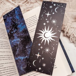 XXL Lesezeichen Sonne & Sterne – Holografisches Bookmark mit Mondphase
