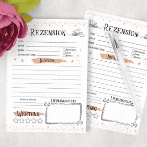 Rezensionsblock Notizblock Rezension 50 Seiten v1 - A5 | Buchrezension | Bookstagram | Bücher rezensieren | Notepad | Reader Review