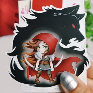 Handgefertigtes Magnetlesezeichen mit der Illustration von Scarlet aus Feral Moon von Asuka Lionera.